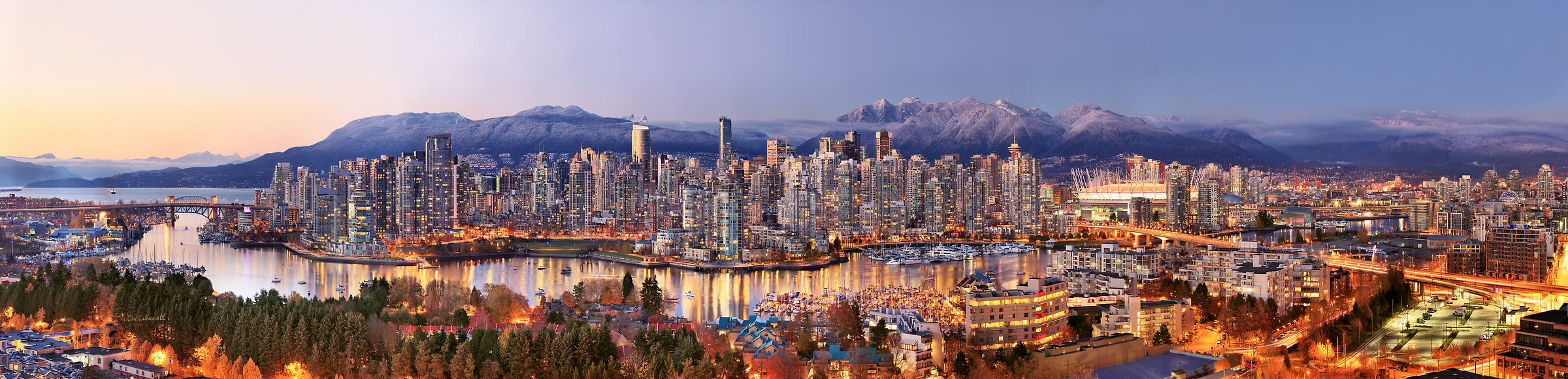 959 megapixels! A very high resolution, large-format VAST photo print of the Vancouver skyline; photograph created by Chris Collacott in Vancouver, British Columbia, Canada