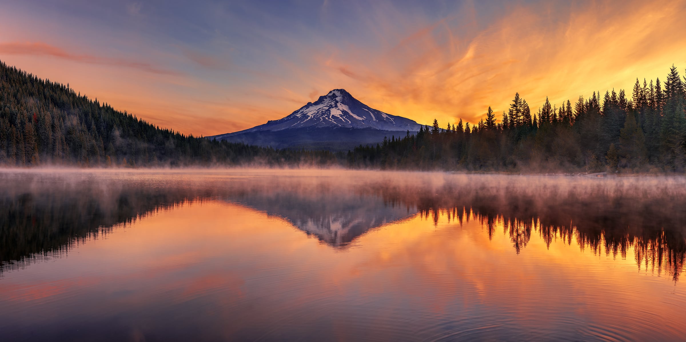 391 megapixels! A very high resolution, large-format VAST photo print of a beautiful landscape; photograph created by Chris Collacott in Trillium Lake, Oregon