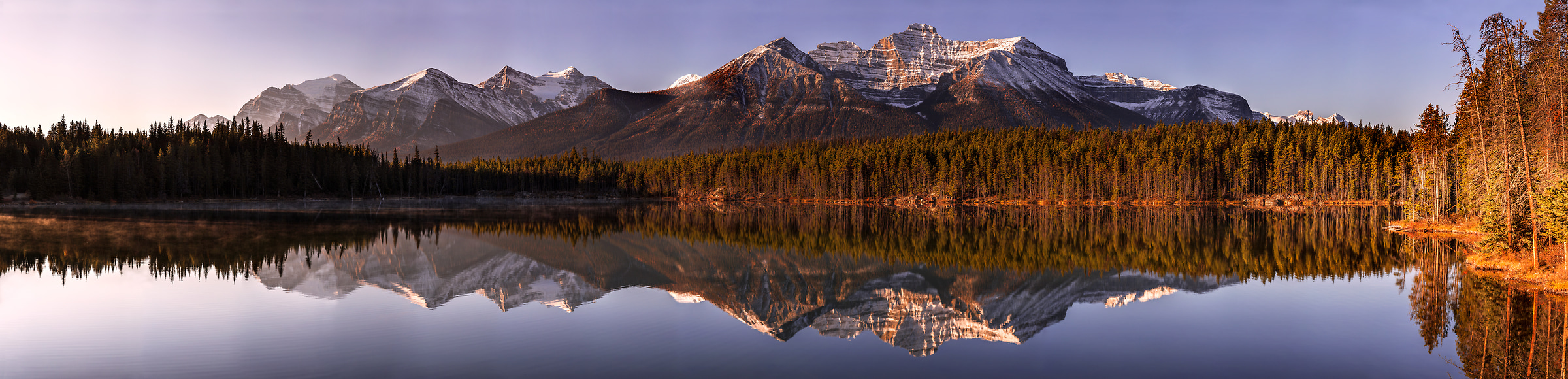 273 megapixels! A very high resolution, large-format VAST photo print of a panorama landscape; photograph created by Chris Collacott in Herbert Lake, Alberta, Canada