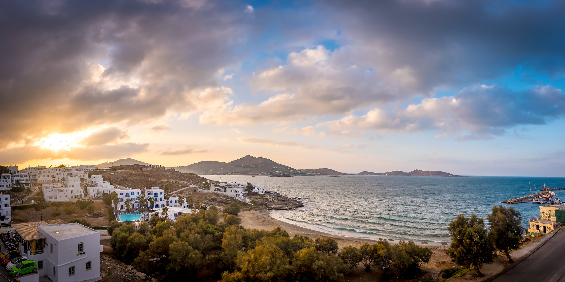 201 megapixels! A very high resolution, large-format VAST photo print of a Greek island at sunset; landscape photograph created by Justin Katz in Naoussa Beach, Paros, Greece