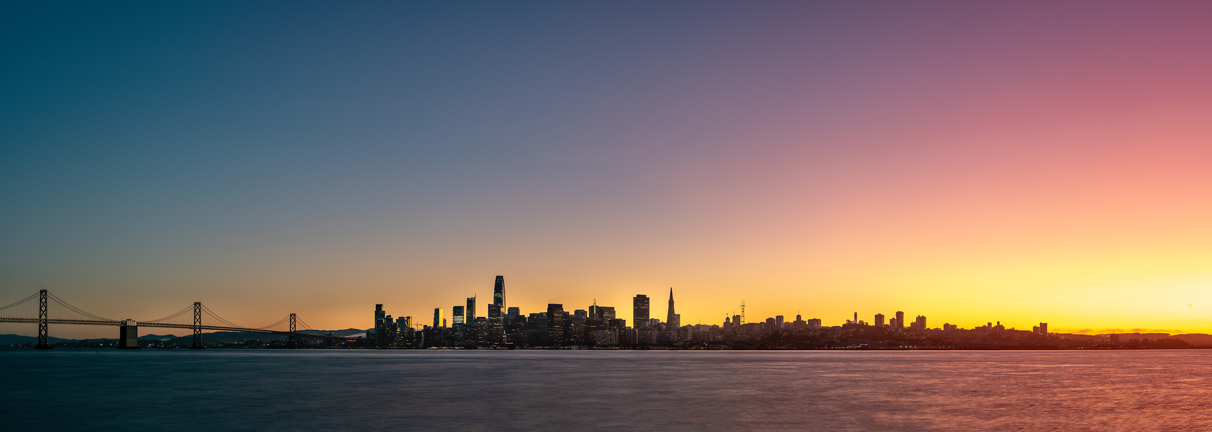 310 megapixels! A very high resolution, large-format VAST photo print of the San Francisco skyline at sunset; cityscape photograph created by Justin Katz in San Francisco, California