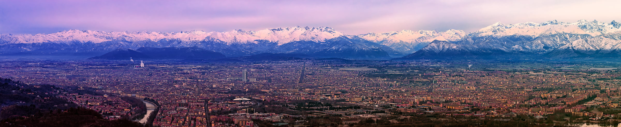 1,093 megapixels! A very high resolution, large-format VAST photo print of the city of Turin, Italy in front of the Alps; landscape photograph created by Duilio Fiorille in Turin, Piedmont, Italy