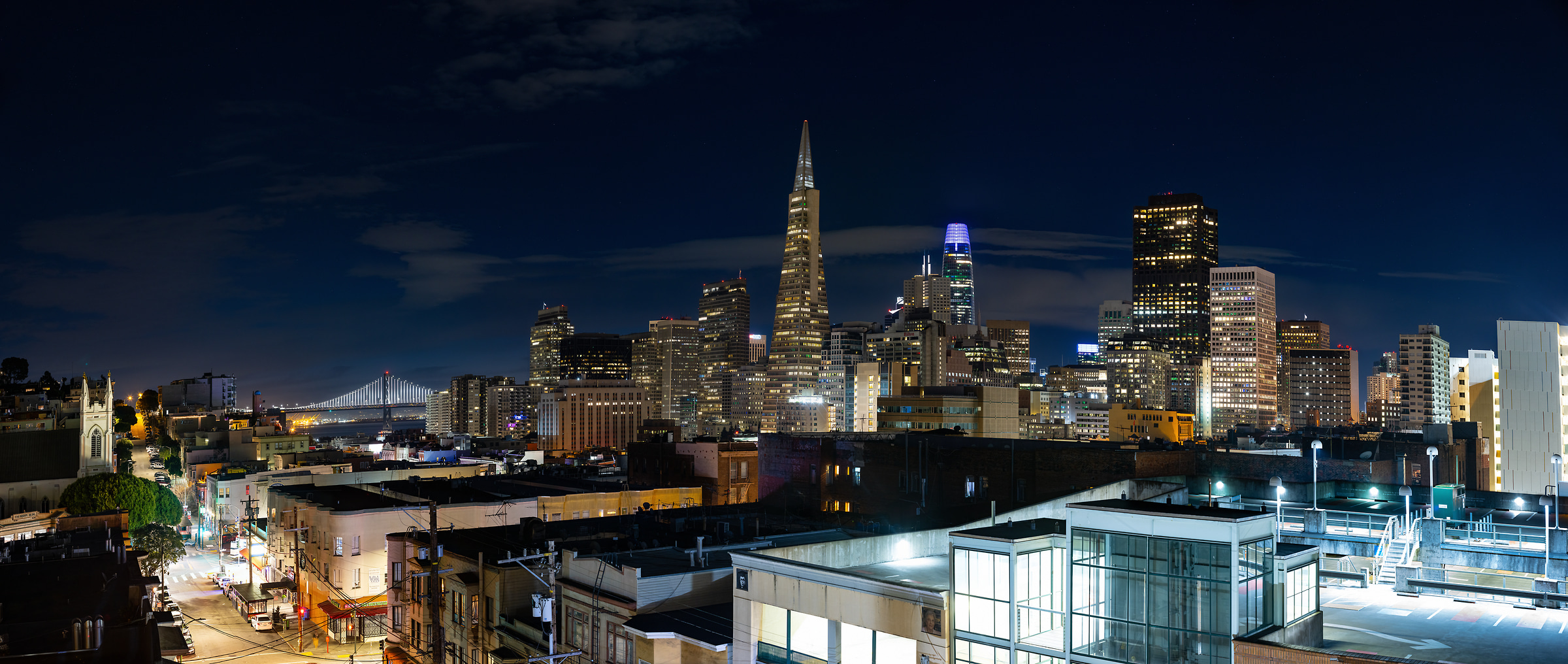 582 megapixels! A very high resolution, large-format VAST photo print of San Francisco at night; cityscape photograph created by Nicholas Gonzales in Chinatown, San Francisco, California.