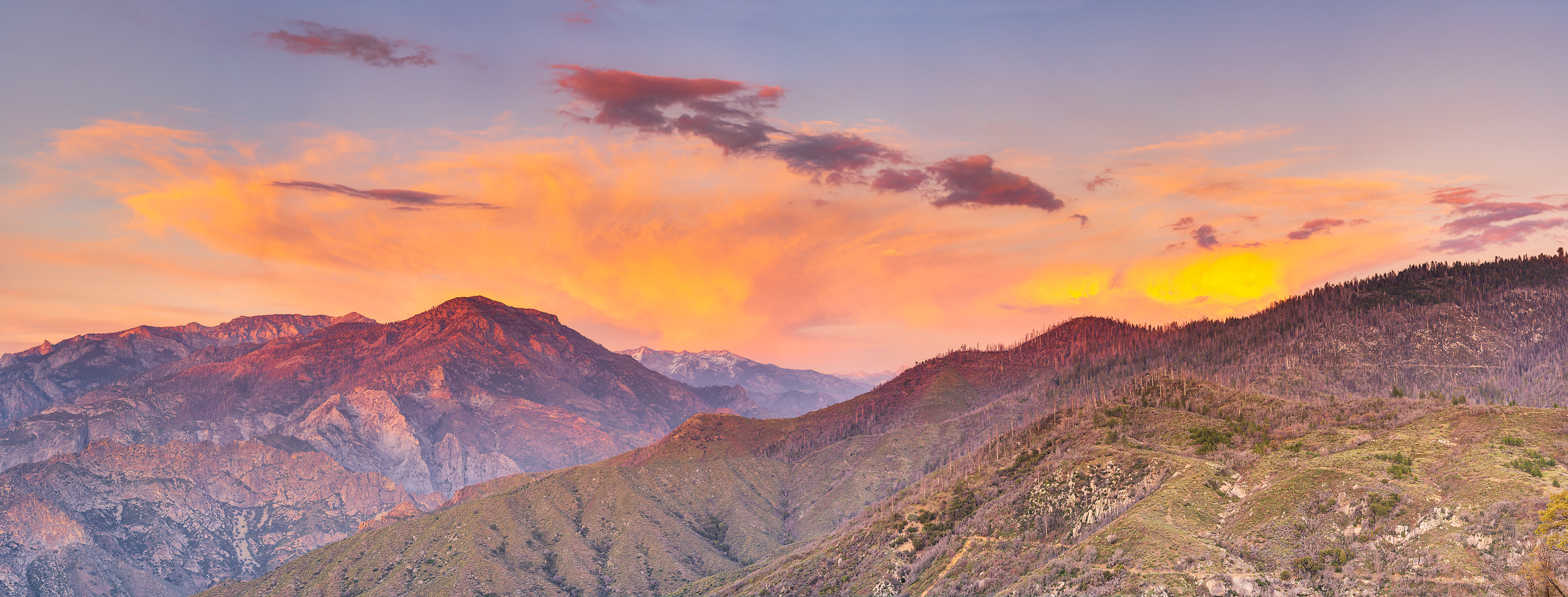 776 megapixels! A very high resolution, large-format VAST photo print of a bright sunset over a landscape; photograph created by Chris Blake in Kings Canyon National Park, California