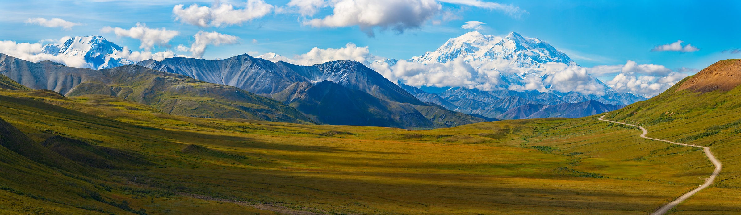 281 megapixels! A very high resolution, large-format VAST photo print of a road leading across the tundra to Denali; landscape photograph created by John Freeman in Stony Pass Overlook, Denali National Park & Preserve, Alaska.