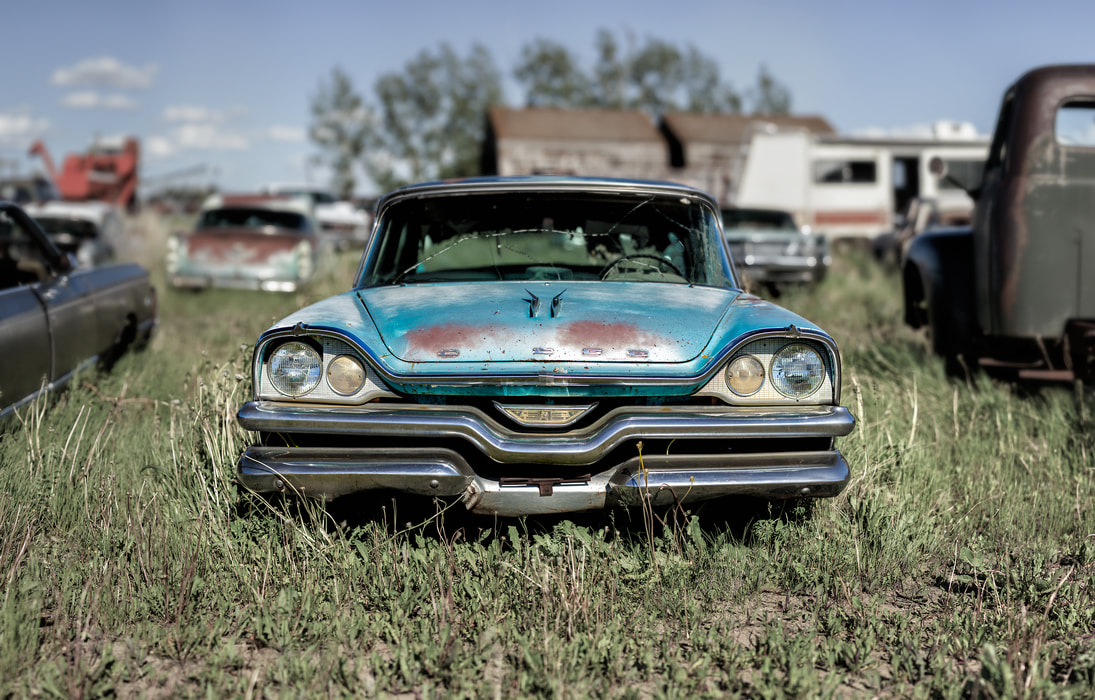 A very high resolution, large-format VAST photo print of an old car; photograph created by Scott Dimond.