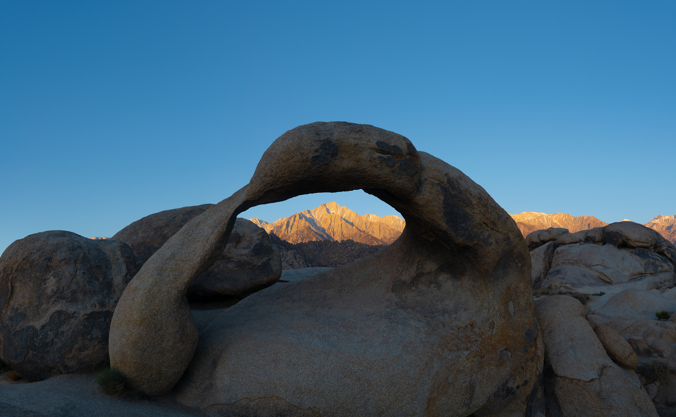212 megapixels! A very high resolution, large-format VAST photo print of a rocky arch and mountain; landscape photograph created by Greg Probst in Alabama Hills Recreation Area, California.