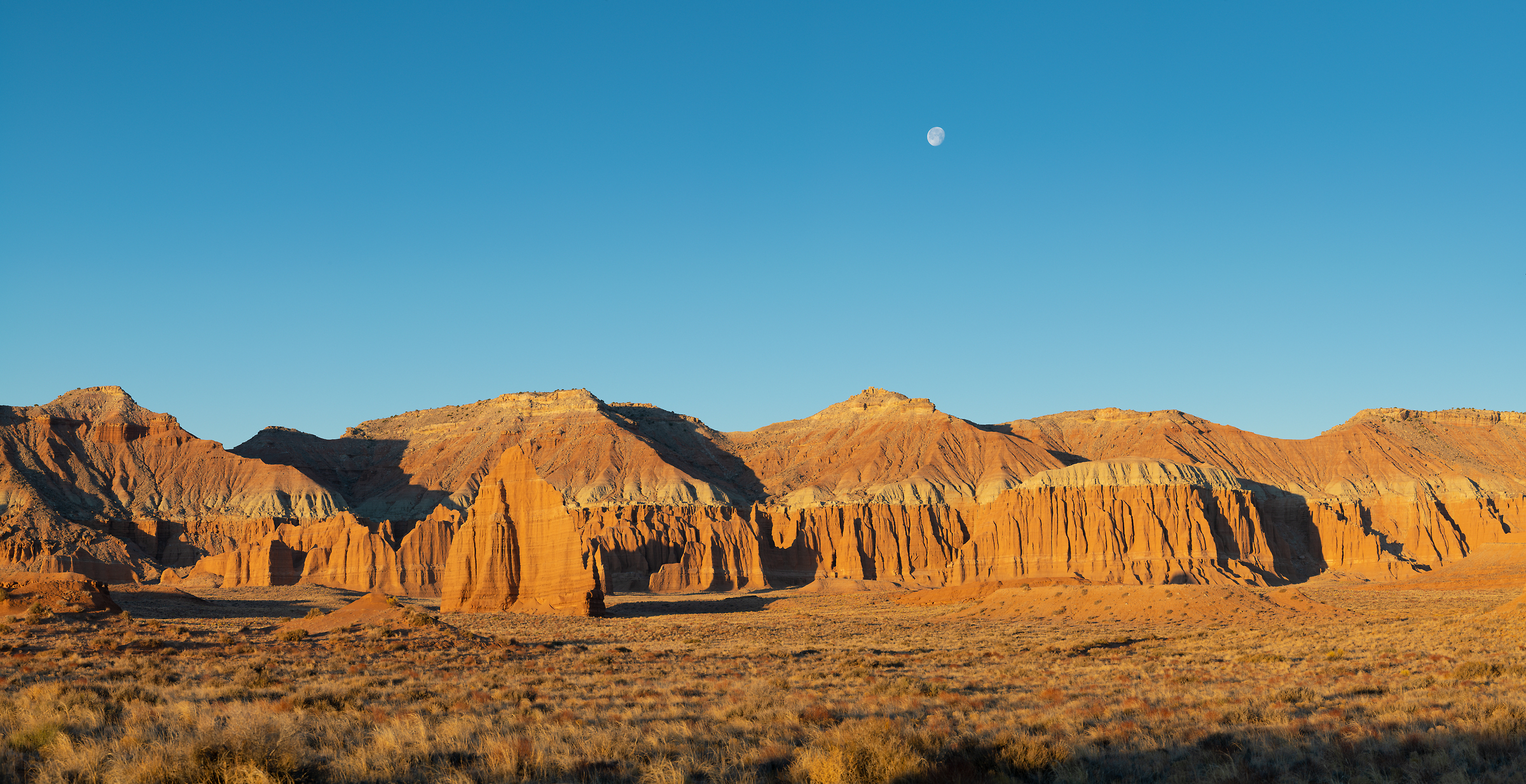 291 megapixels! A very high resolution, large-format VAST photo print of a Utah landscape with moon; big wallpaper photograph created by Greg Probst in Capitol Reef National Park, Utah