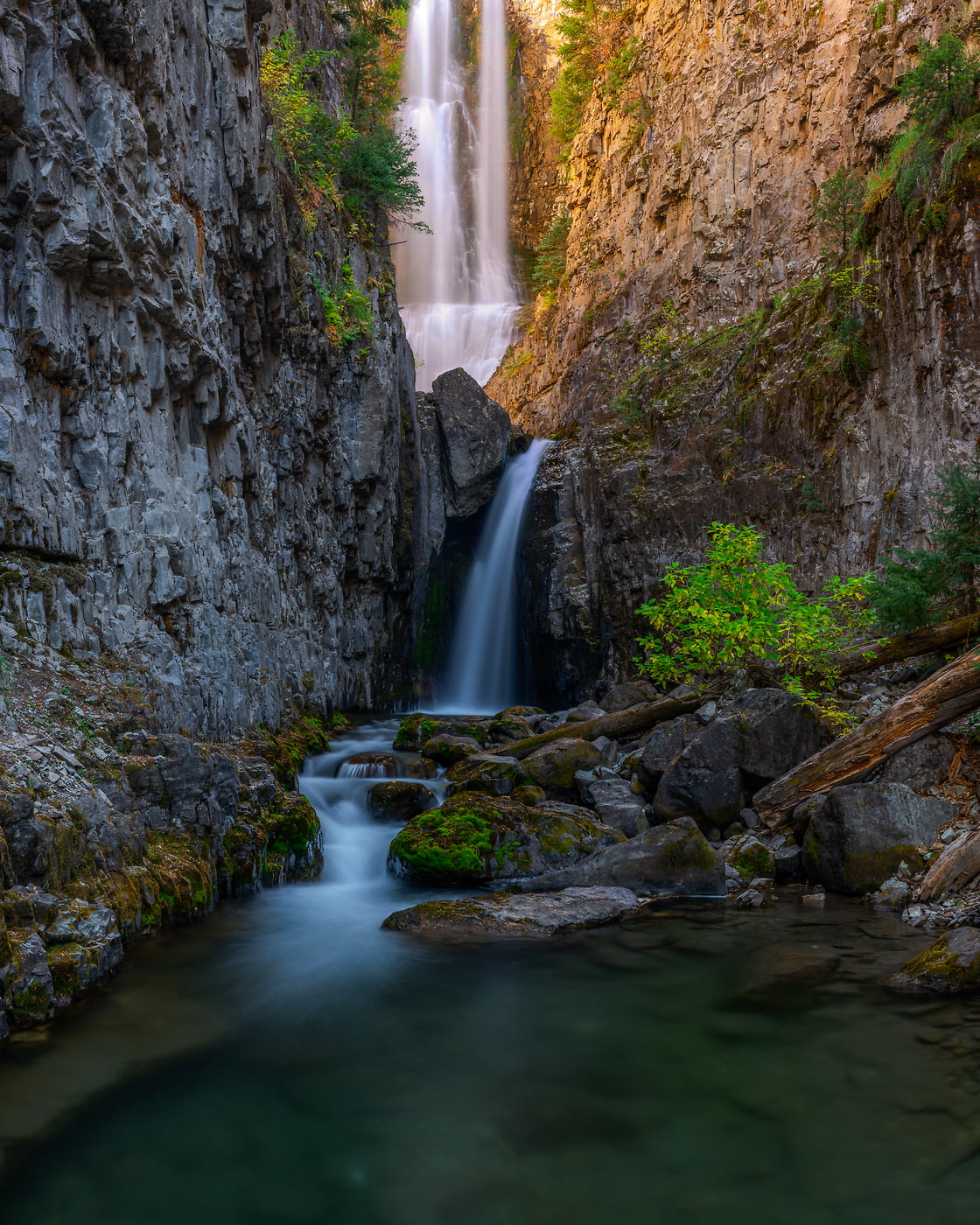 188 megapixels! A very high resolution, large-format VAST photo print of a waterfall in a canyon; nature photograph created by Phillip Noll in Telluride, Colorado