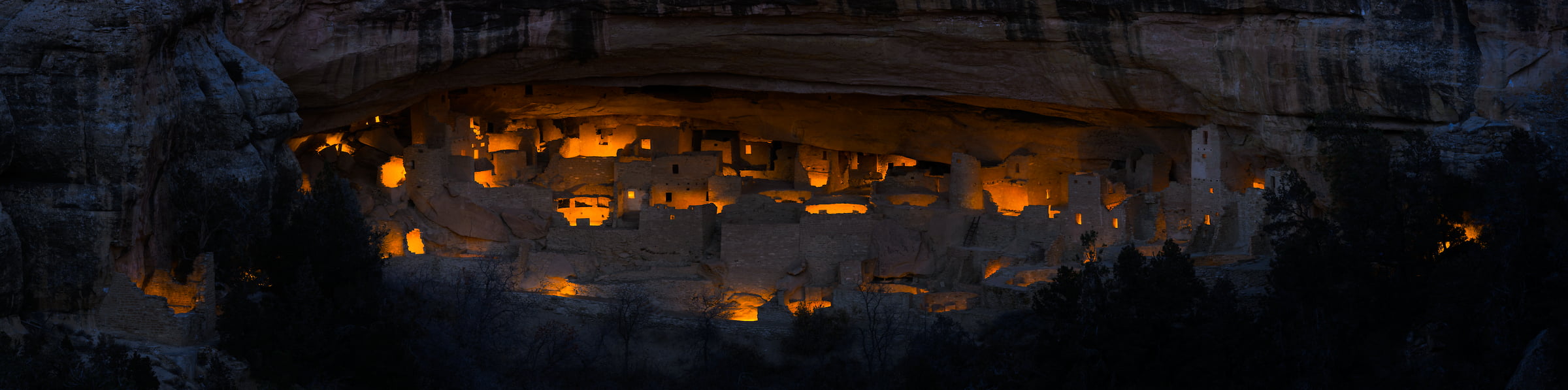 188 megapixels! A very high resolution, large-format VAST photo print of Mesa Verde National Park at night; fine art photograph created by Phillip Noll.
