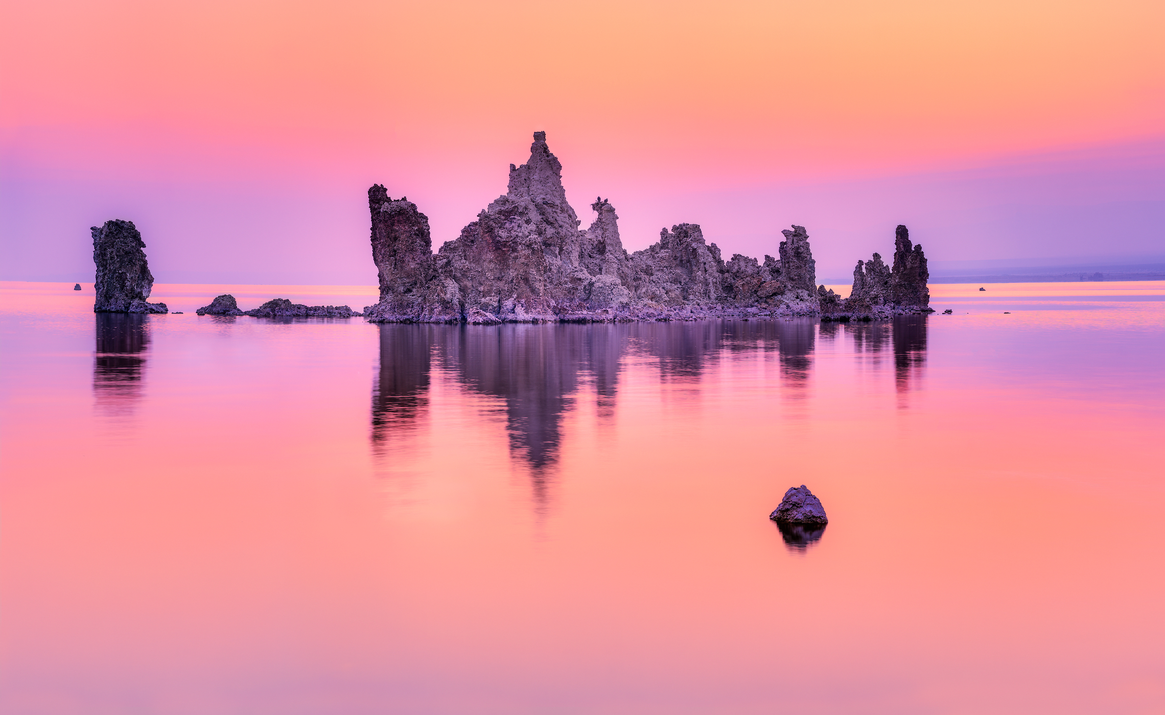290 megapixels! A very high resolution, large-format VAST photo print of tufa towers in Mono Lake at sunrise; nature photograph created by Chris Blake in Mono Lake, Mono County, California.