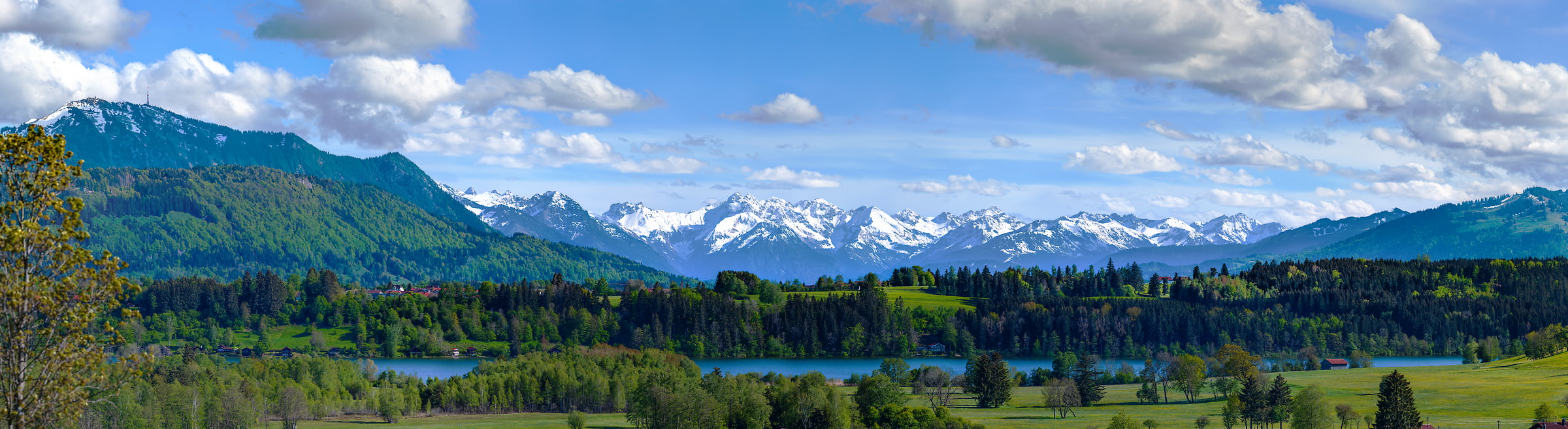 691 megapixels! A very high resolution panorama photo of a German landscape; photograph created by Alfred Feil in Lake Niedersonthofen, Allgaeu, Bavaria, Germany