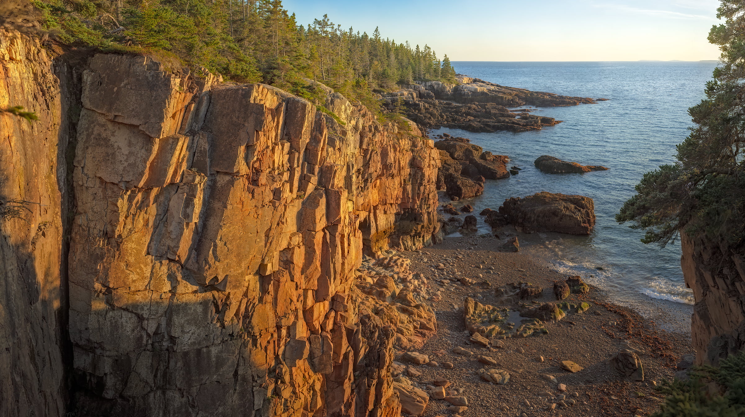 2,288 megapixels! A very high resolution, large-format VAST photo print of the Maine coastline at sunset; landscape photograph created by John Freeman in Acadia National Park, Winter Harbor, Maine