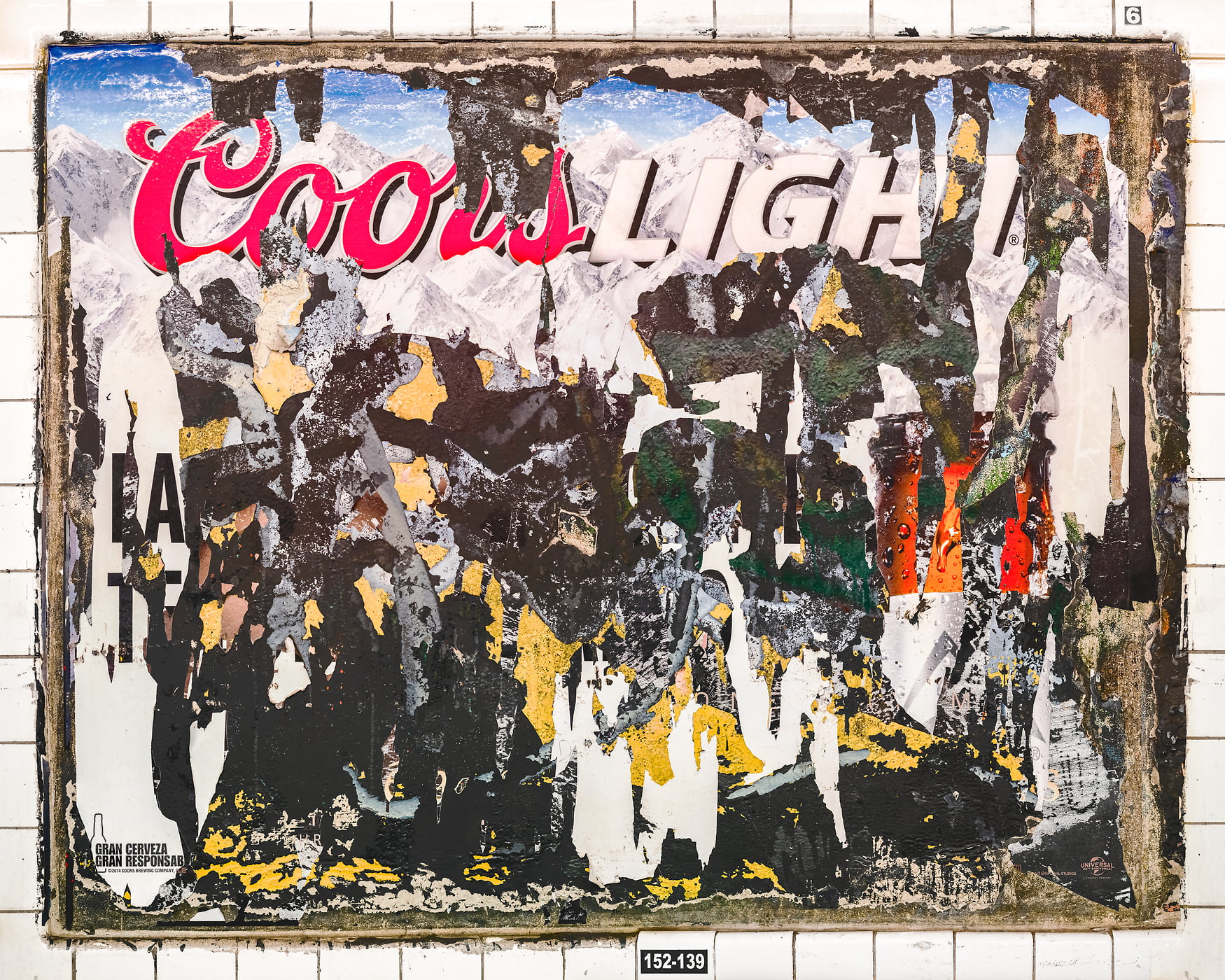 237 megapixels! A very high resolution, large-format VAST photo print of an an advertisement; photograph created by Barton Lewis in 135th St. subway station, New York, New York City