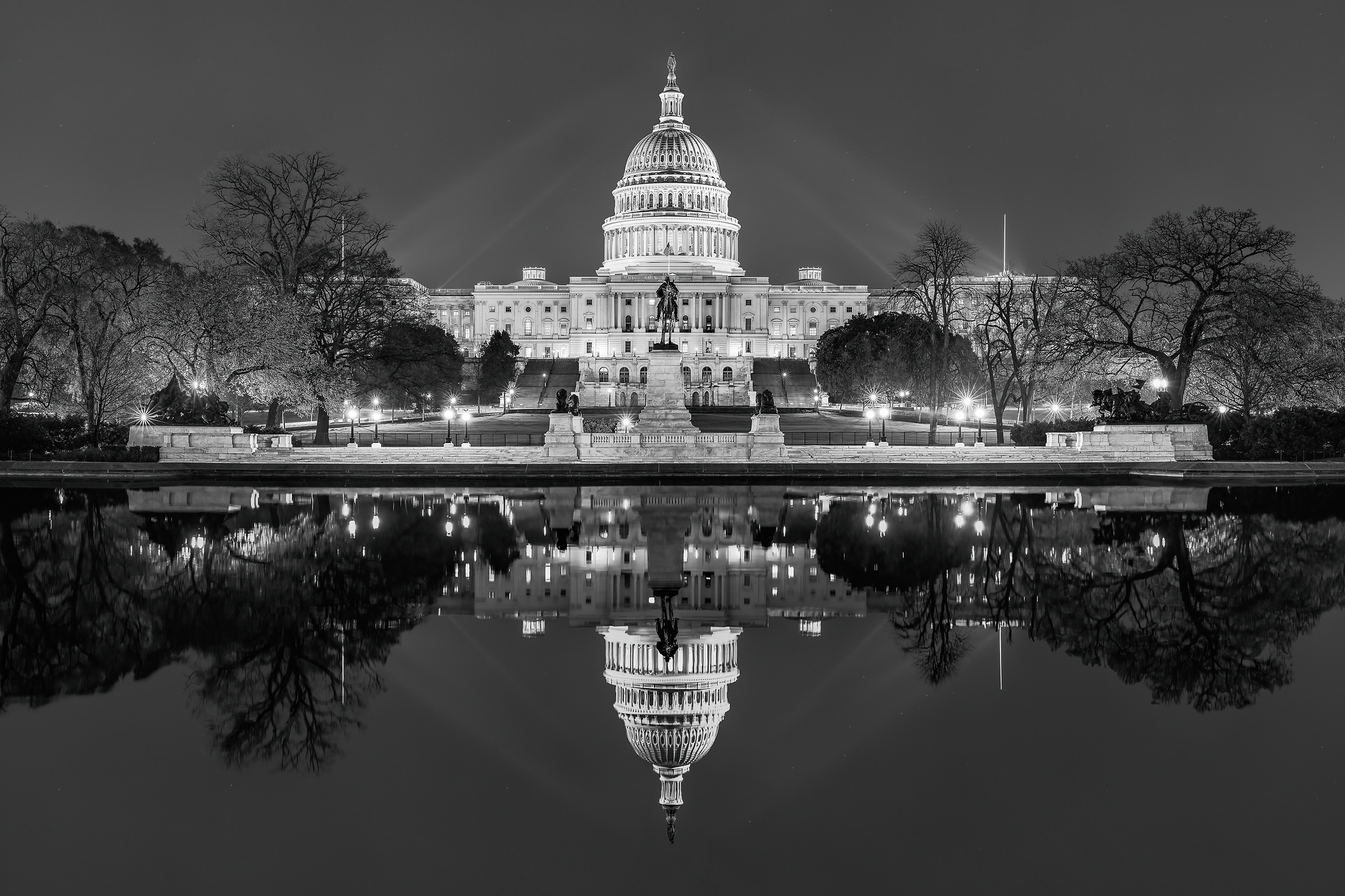 816 megapixels! A very high resolution, large-format black & white photo print of the U.S. Capitol Building; fine art photograph created by Tim Lo Monaco on the United States Capitol Grounds, Washington, D.C.