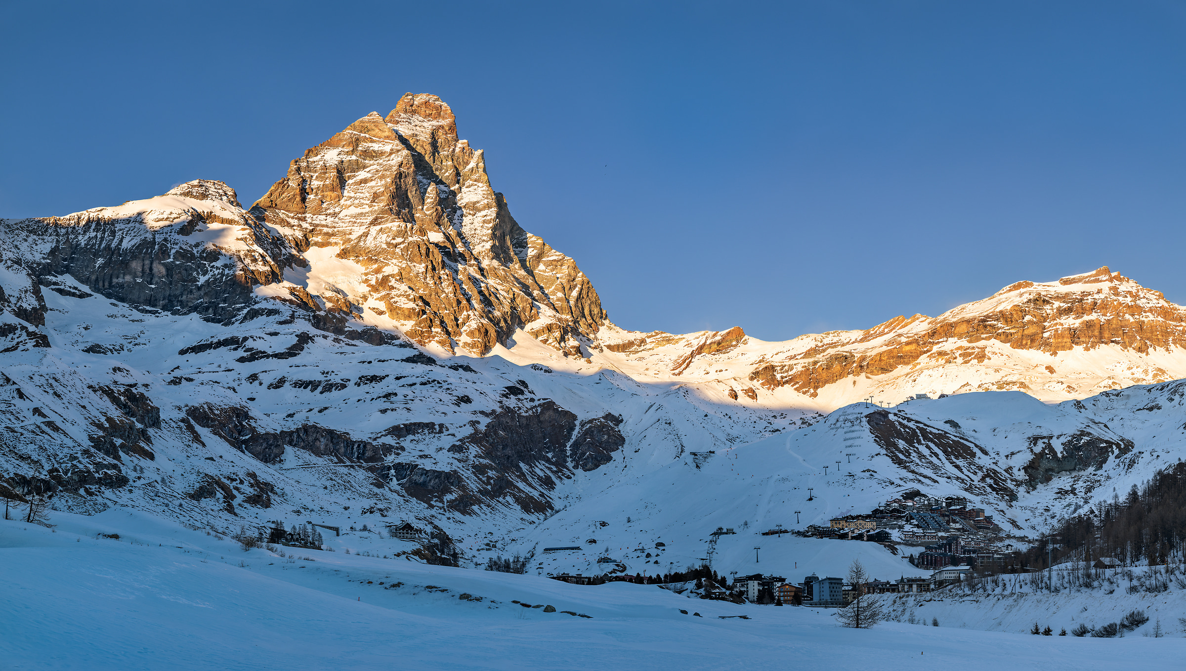 439 megapixels! A very high resolution, large-format wall mural photo of the Matterhorn; landscape photograph created by Duilio Fiorille in Breuil Cervinia, Valtournenche, Valle d'Aosta, Italy