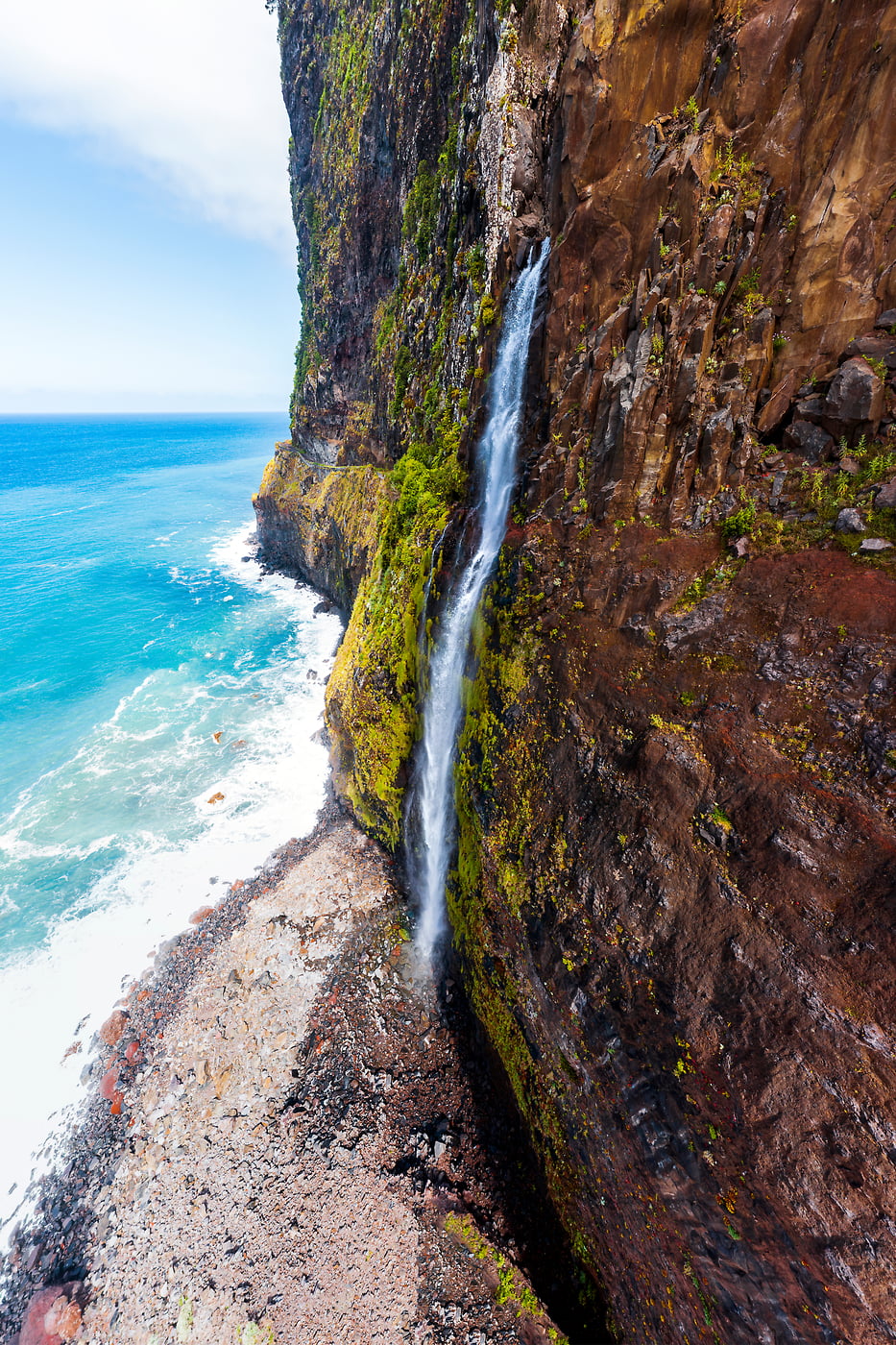 150 megapixels! A very high resolution, large-format VAST photo print of a waterfall along the Madeira coastline; photograph created by Roberto Moiola in Seixal, Madeira, Portugal