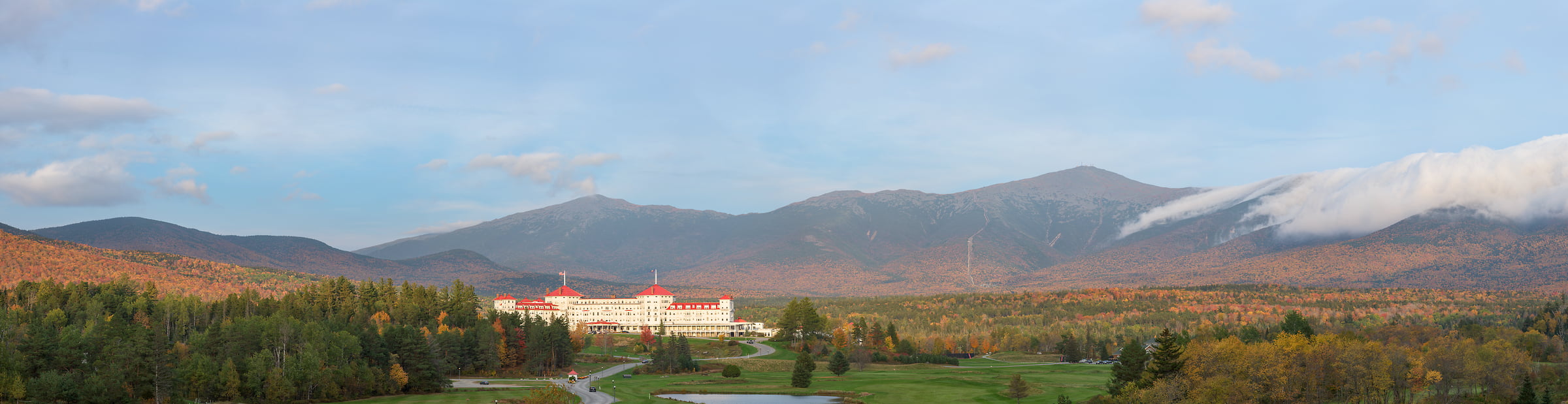 597 megapixels! A very high resolution, large-format VAST photo print of the Omni Mount Washington Resort with Mount Washington in the background; travel photograph created by Aaron Priest in Bretton Woods, Carroll, New Hampshire