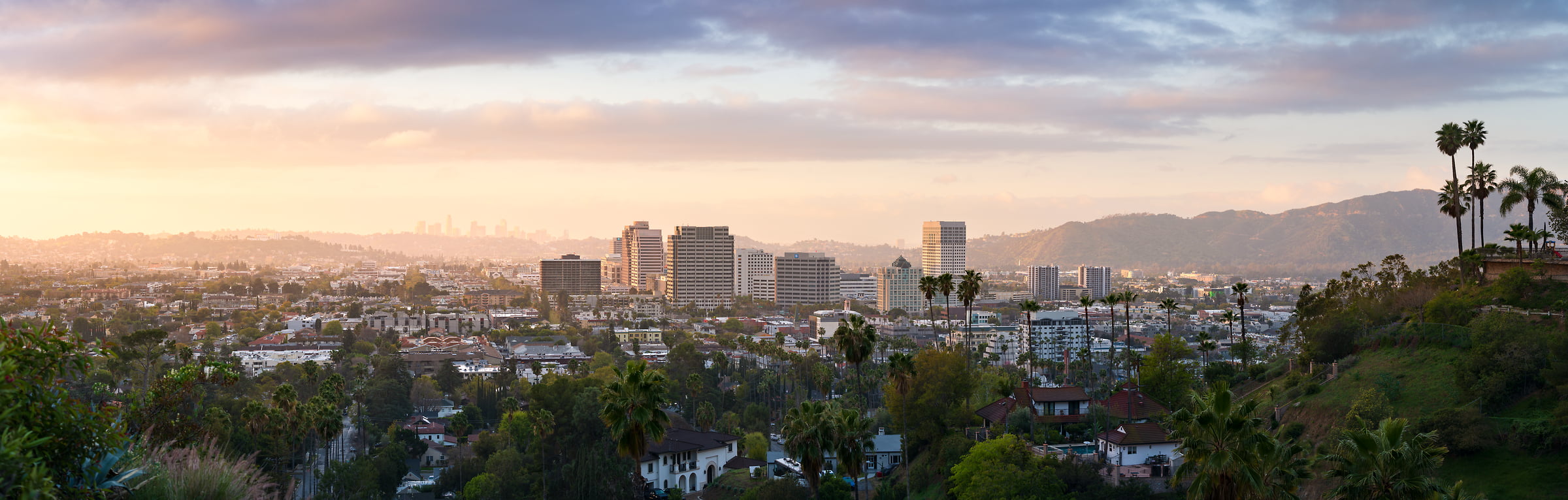322 megapixels! A very high resolution, large-format VAST photo print of Glendale, California at sunrise; cityscape photograph created by Jeff Lewis in Glendale, California.