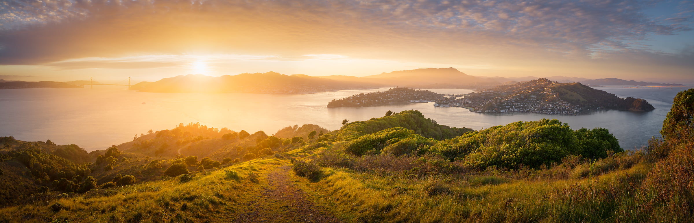 145 megapixels! A very high resolution, large-format VAST photo print of an inspirational pathway at sunset; landscape photograph created by Jeff Lewis in Marin County, California