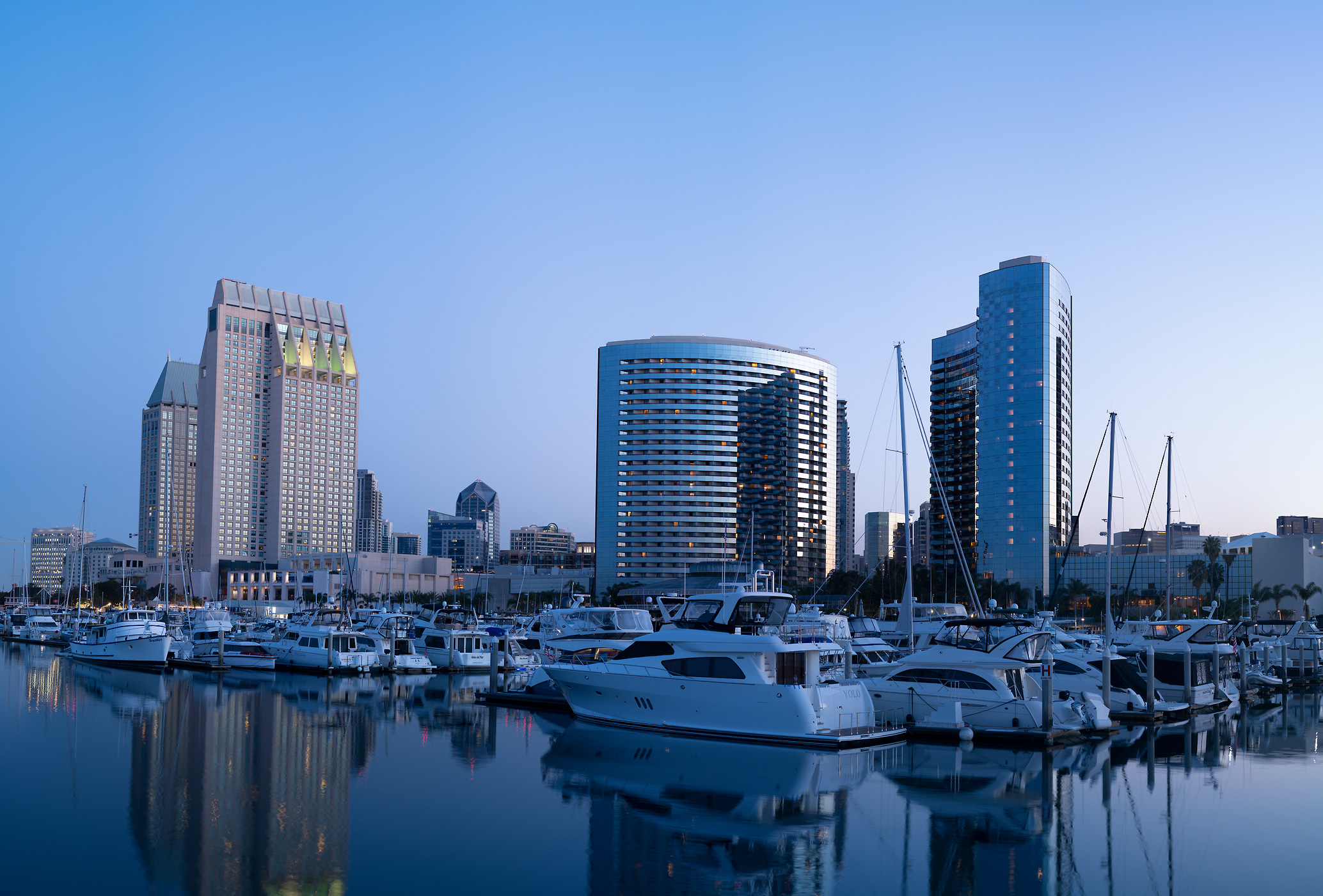 373 megapixels! A very high resolution, large-format VAST photo print of Embarcadero Marina in San Diego harbor; photograph created by Greg Probst.