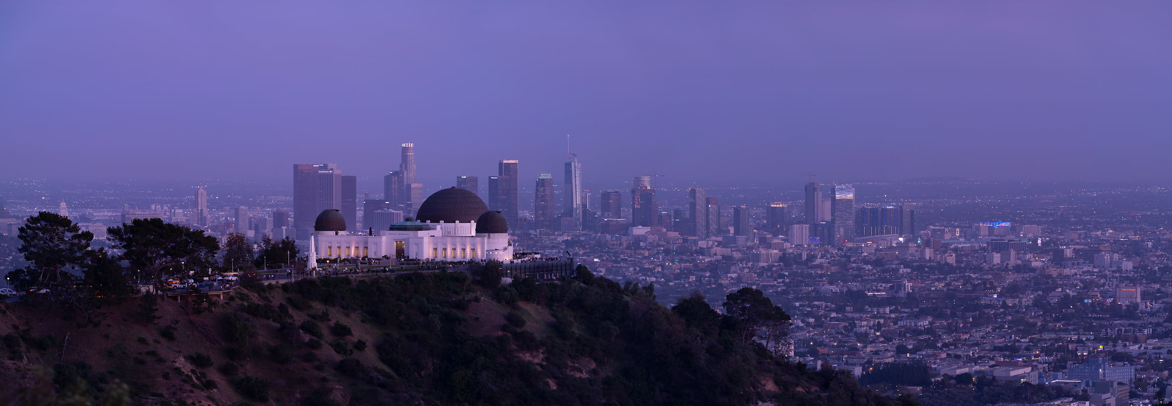 333 megapixels! A very high resolution, large-format VAST photo print of Griffith Park at night; landscape photograph created by Greg Probst in Griffith Park, Los Angeles