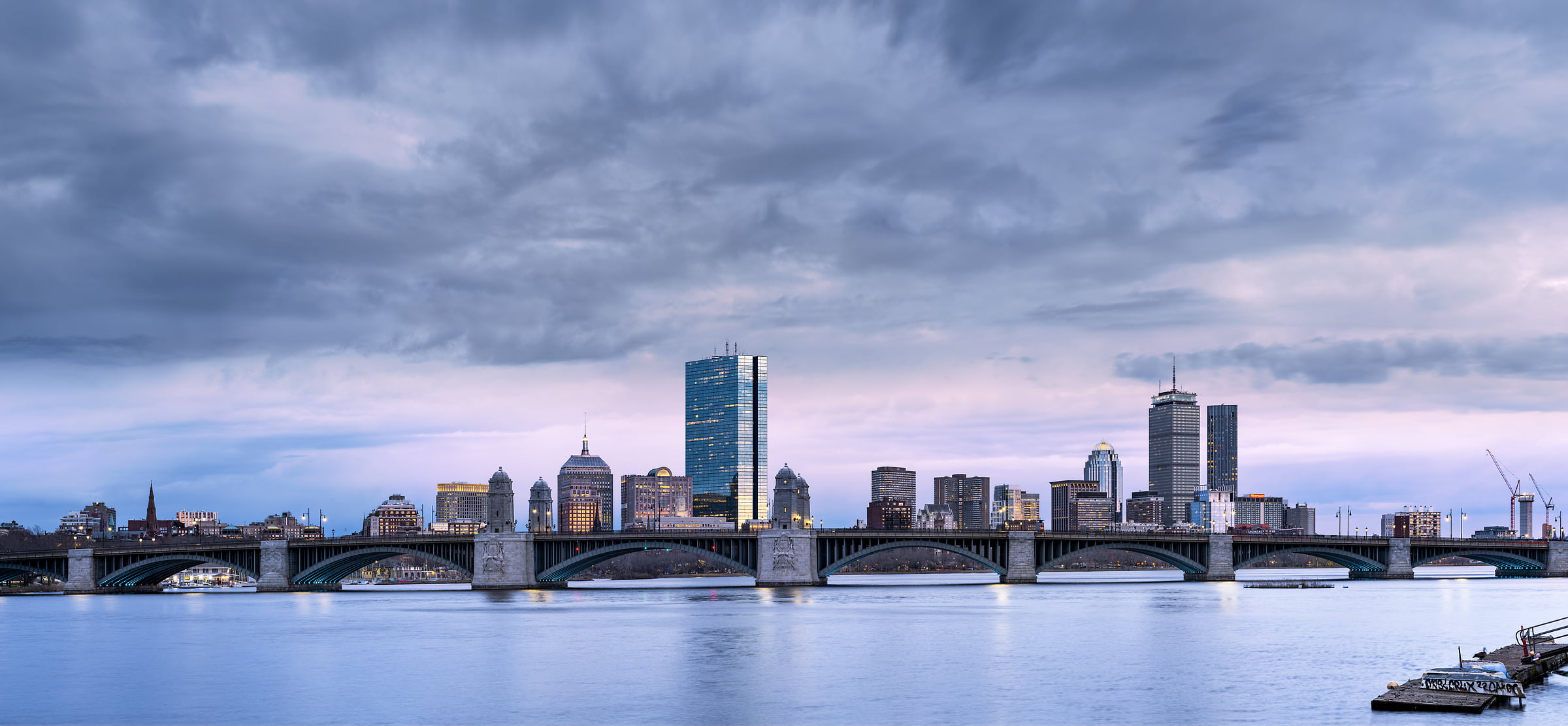 663 megapixels! A very high resolution, large-format VAST photo print of Longfellow Bridge in Boston over the Charles River; photograph created by Chris Blake in Boston, Massachusetts