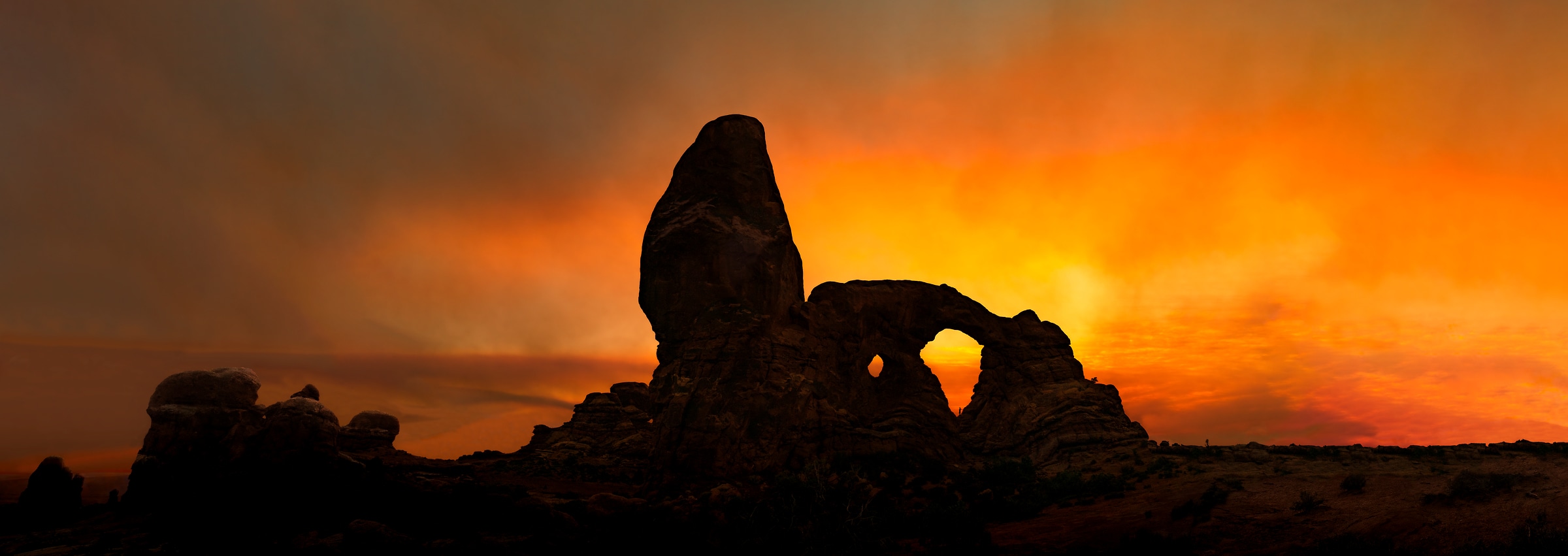 276 megapixels! A very high resolution, large-format VAST photo print of rock formations at sunset in Arches National Park; landscape photograph created by David David in Utah