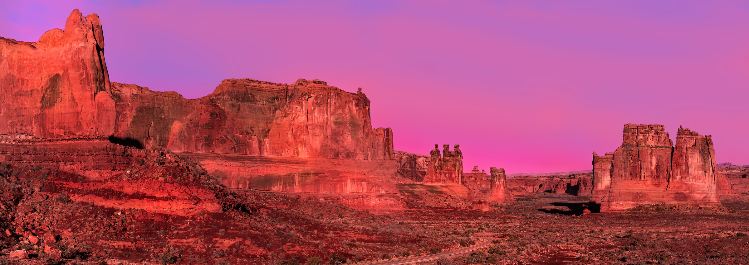 276 megapixels! A very high resolution, large-format VAST photo print of rock formations at Park Avenue in Arches National Park at sunset; landscape photograph created by David David at Park Avenue in Arches National Park, Utah.