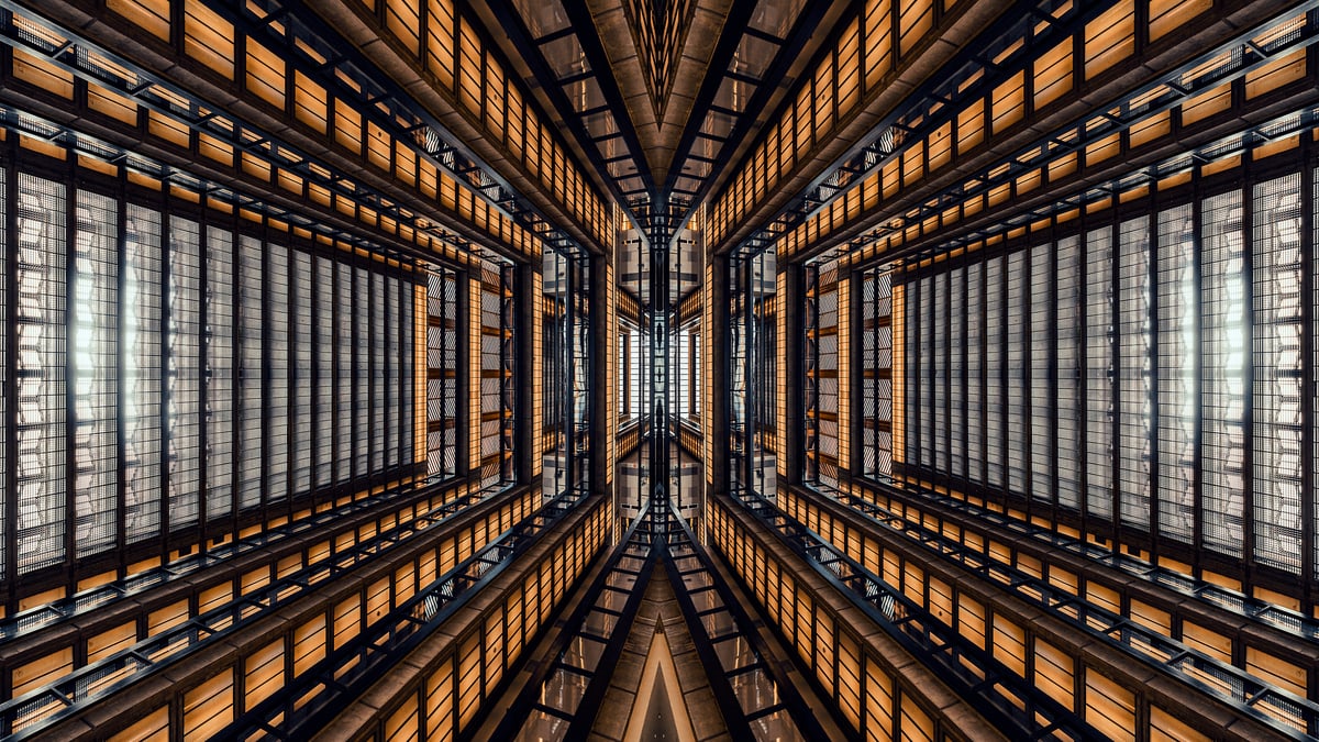 90 megapixels! A very high resolution, large-format VAST photo print of architecture; abstract photograph created by Beyti Barbaros in Bell Labs Holmdel Complex, Holmdel, NJ.
