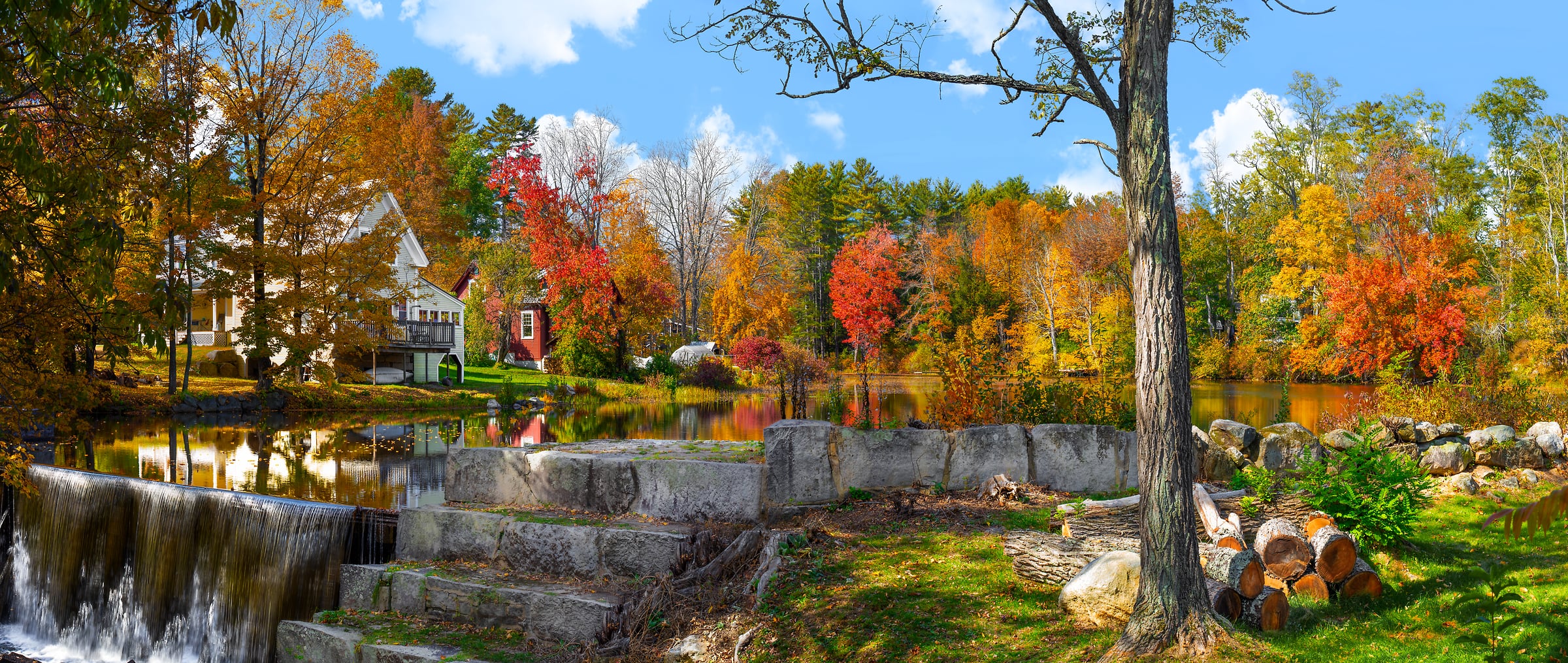 310 megapixels! A very high resolution, large-format VAST photo print of Chocorua Park in Tamworth, New Hampshire in autumn with fall foliage and a lake; photograph created by Jim Tarpo in Tamworth, New Hampshire.
