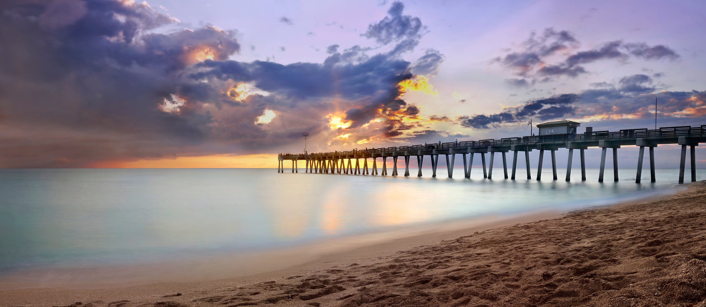188 megapixels! A very high resolution, large-format VAST photo print of a fishing pier over the ocean at sunset; photograph created by Phil Crawshay in Venice Fishing Pier, Venice, Florida.