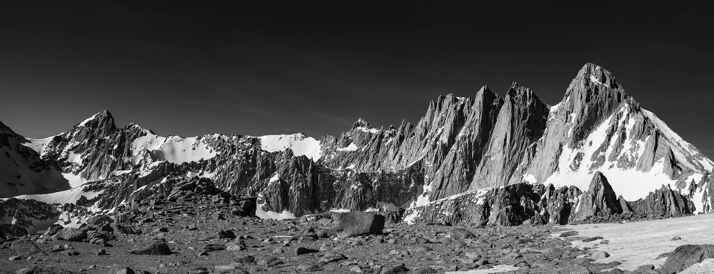 176 megapixels! A very high resolution, panorama photo print of Mount Whitney; landscape photograph created by Scott Rinckenberger of Mount Whitney in the Sierra Nevada Mountains, California.