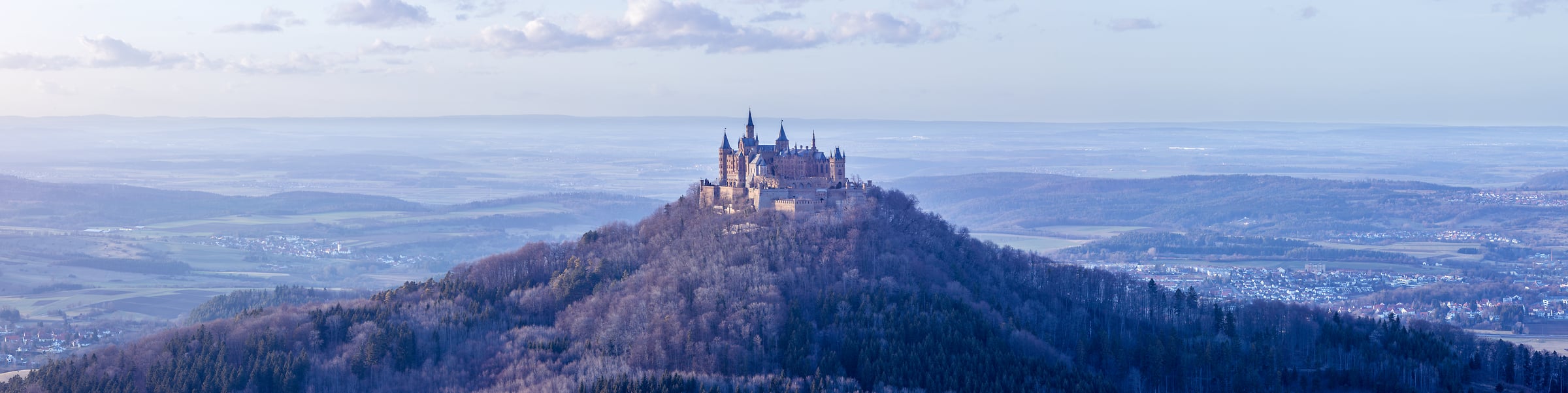 208 megapixels! A very high resolution, landscape photo print of a beautiful castle on top of a mountain with rolling hills in the background; landscape photograph created by Assaf Frank in Zellerhorn Gipfel, Albstadt, Germany.