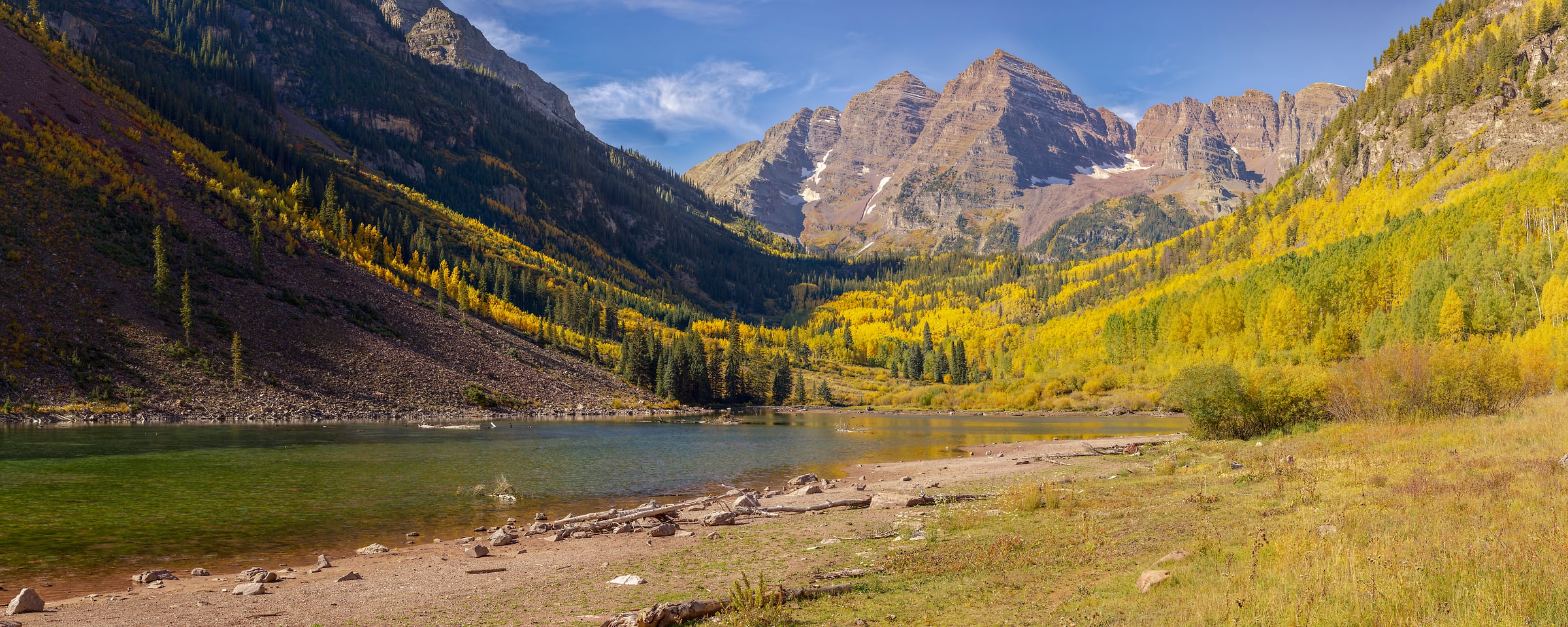 3,244 megapixels! A very high resolution, large-format VAST photo print of a mountain landscape in Aspen, Colorado; photograph created by John Freeman in Maroon Lake, Aspen, Colorado.