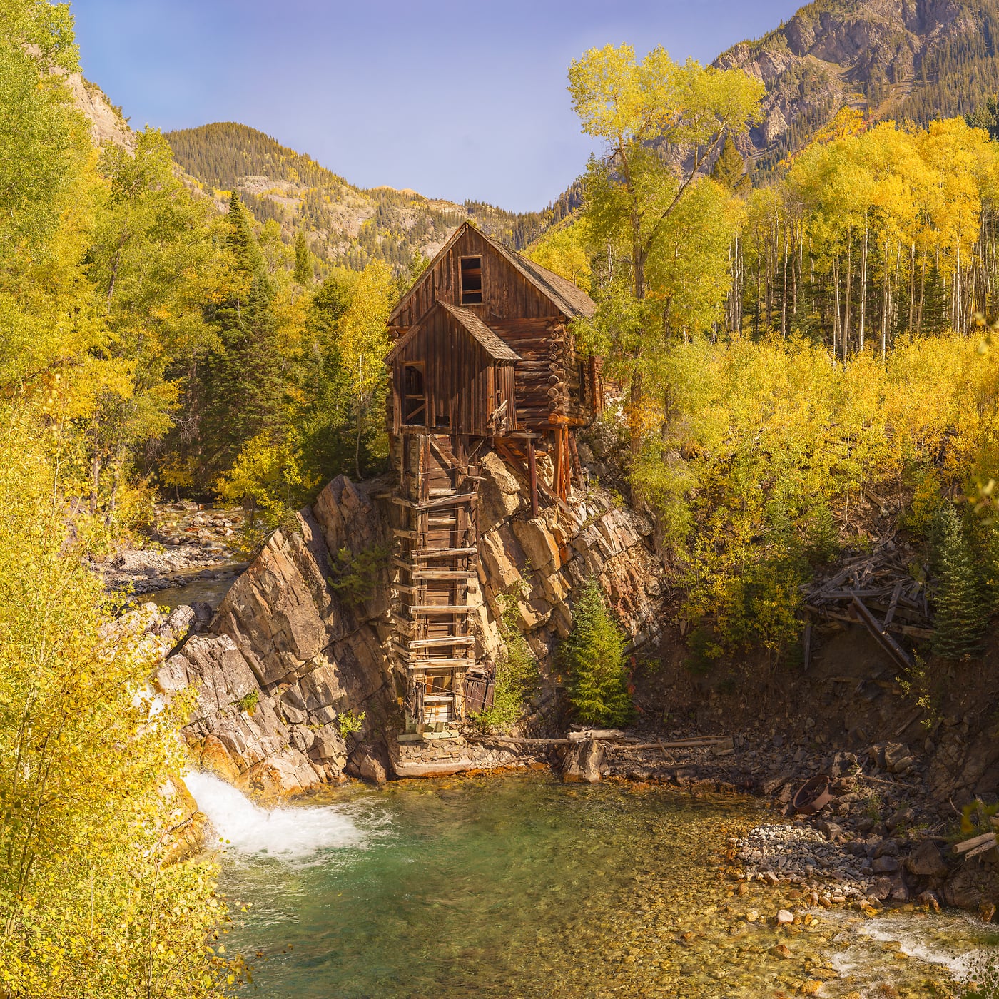 2,665 megapixels! A very high resolution, large-format VAST photo print of Crystal Mill; photograph created by John Freeman in Crystal Mill, Marble, Colorado.