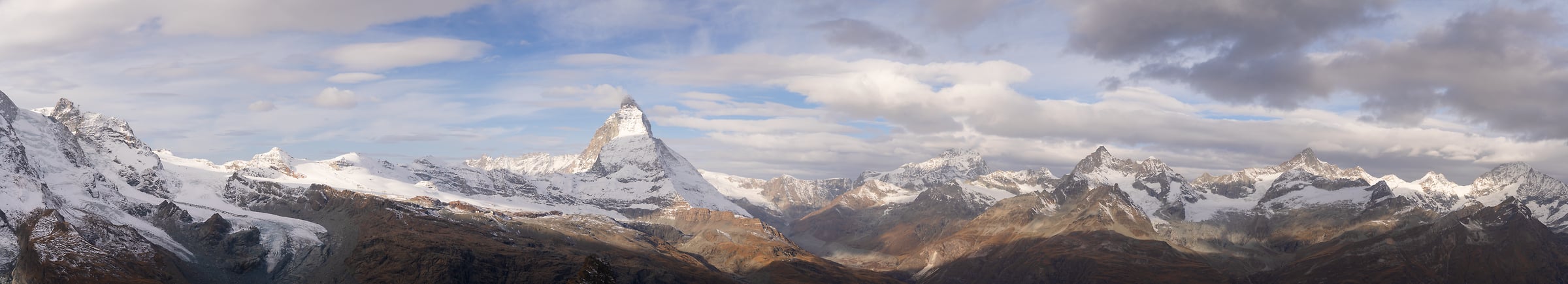 378 megapixels! A very high resolution, large-format VAST photo print of the Alps mountain range perfect for a large wall mural; landscape panorama photograph created by Jeff Lewis in Zermatt, Switzerland.