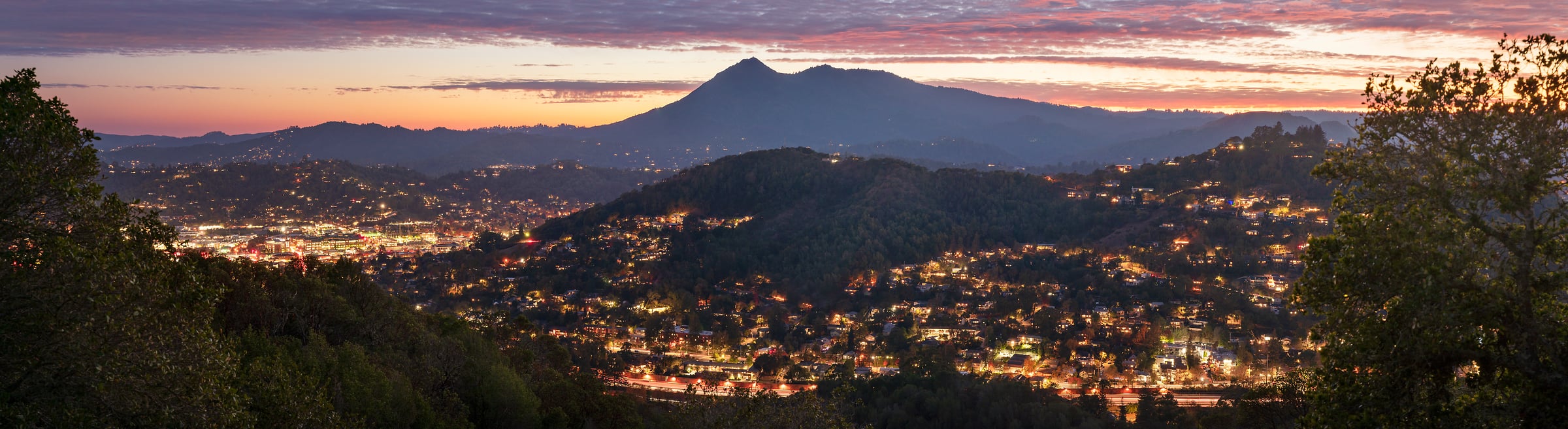 185 megapixels! A very high resolution, large-format VAST photo print of Marin County at night; landscape photograph created by Jeff Lewis in San Rafael, California.