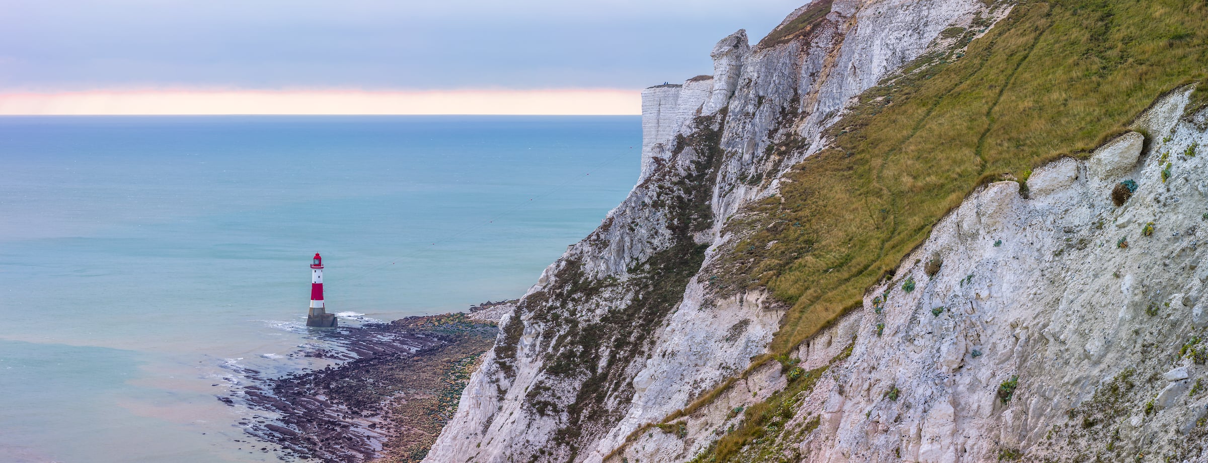 276 megapixels! A very high resolution, large-format VAST photo print of a lighthouse on a beach next to cliffs; photograph created by Assaf Frank of Beachy Head Lighthouse in Beachy Head, Eastbourne, United Kingdom.