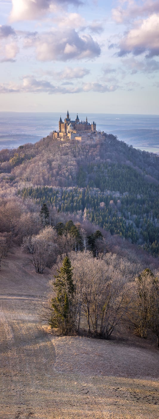 271 megapixels! A very high resolution, vertical photo print of a magical castle on a hill with; landscape photograph created by Assaf Frank at Hohenzollern Castle in Germany.