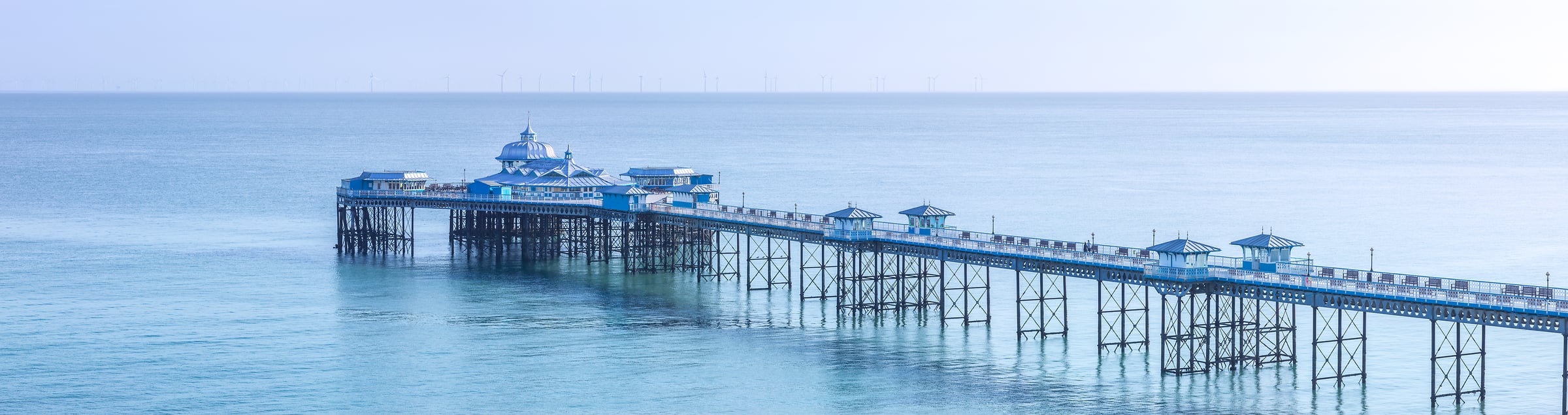 225 megapixels! A very high resolution, large-format VAST photo print of a beautiful pier in the ocean; photograph created by Assaf Frank at Llandudno Pier in North Wales, United Kingdom.