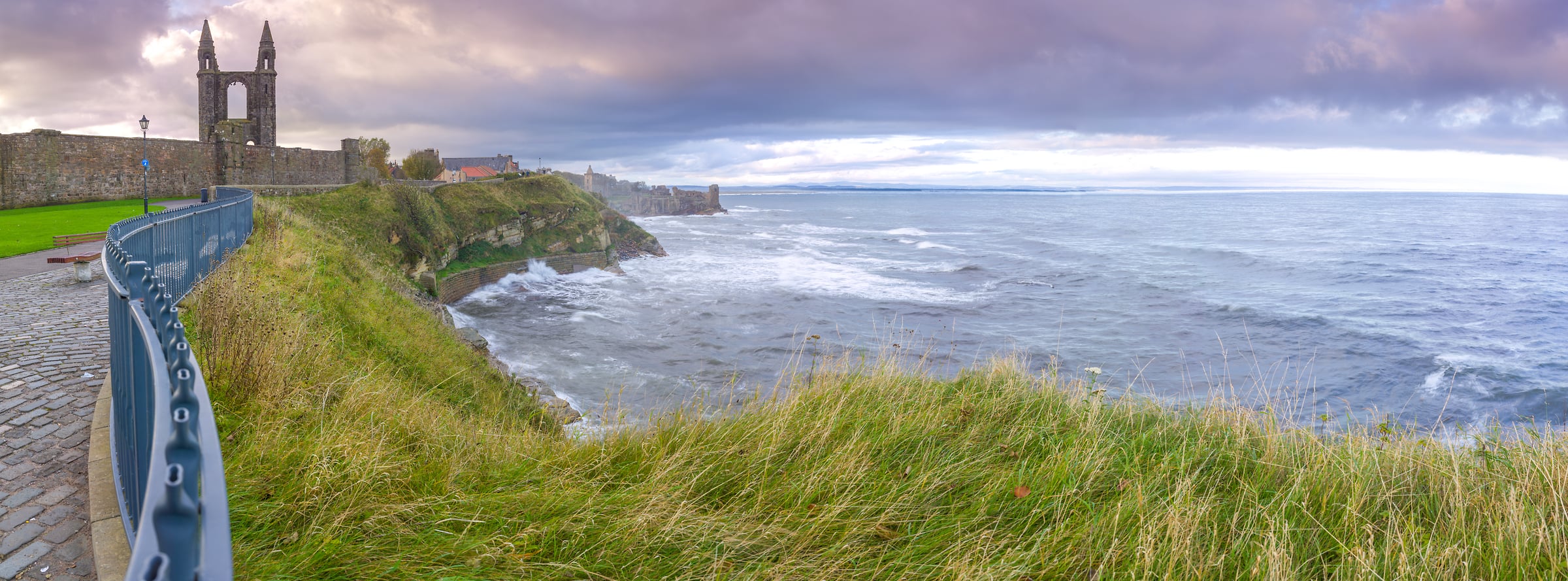 237 megapixels! A very high resolution, large-format VAST photo print of the coast and bluffs in St Andrews, Scotland; seascape photograph created by Assaf Frank.