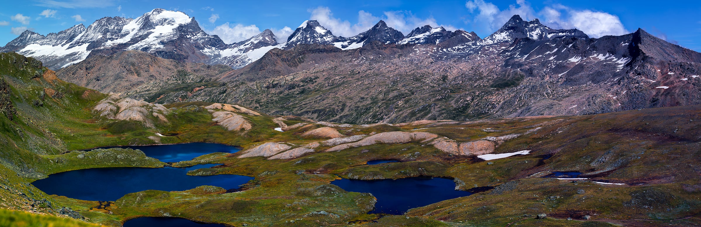 2,962 megapixels! A very high resolution, large-format VAST photo print of mountains with lakes in the foreground; landscape photograph created by Duilio Fiorille in Gran Paradiso National Park, Torino, Italy.