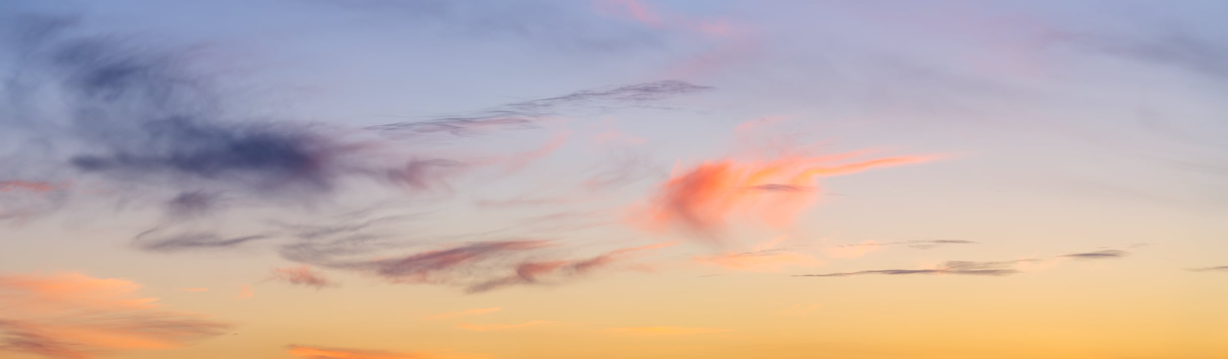 263 megapixels! A very high resolution, large-format VAST photo print of a beautiful sunset sky with colorful clouds; panorama photograph created by Assaf Frank.