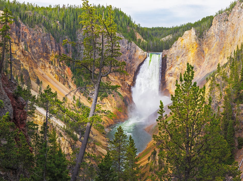 ARTCANVAS Yellowstone outlets Falls - Yellowstone National Park - Wyoming Black and White Photography Canvas Art Print