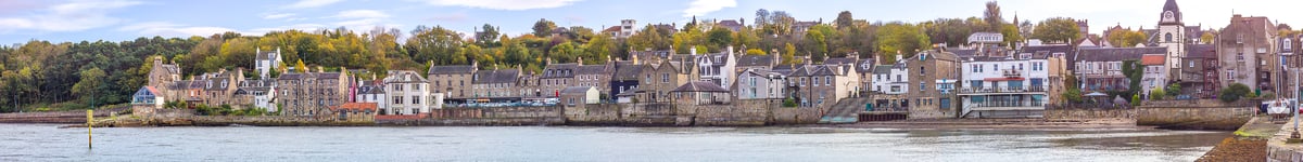 478 megapixels! A very high resolution, large-format VAST photo print of the buildings on the waterfront of Queensferry, United Kingdom; panorama photograph created by Assaf Frank.