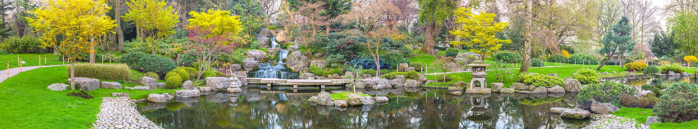 298 megapixels! A very high resolution, large-format VAST photo print of a beautiful Japanese garden with a pond, plants, a waterfall, rocks, and trees; nature photograph created by Assaf Frank in Kyoto Garden, Holland Park, London, United Kingdom.