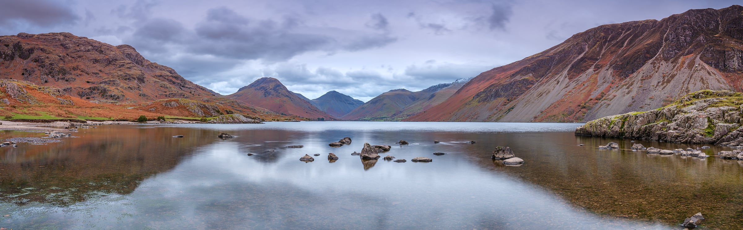 212 megapixels! A very high resolution, large-format VAST photo print of a peaceful lake with beautiful mountains; landscape panorama photograph created by Assaf Frank in Wast Water, Seascale, United Kingdom.