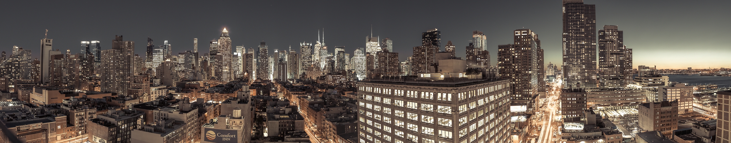 272 megapixels! A very high resolution, large-format VAST photo print of the Midtown Manhattan skyline at dusk; cityscape photograph created by Assaf Frank in Midtown Manhattan, New York, New York.