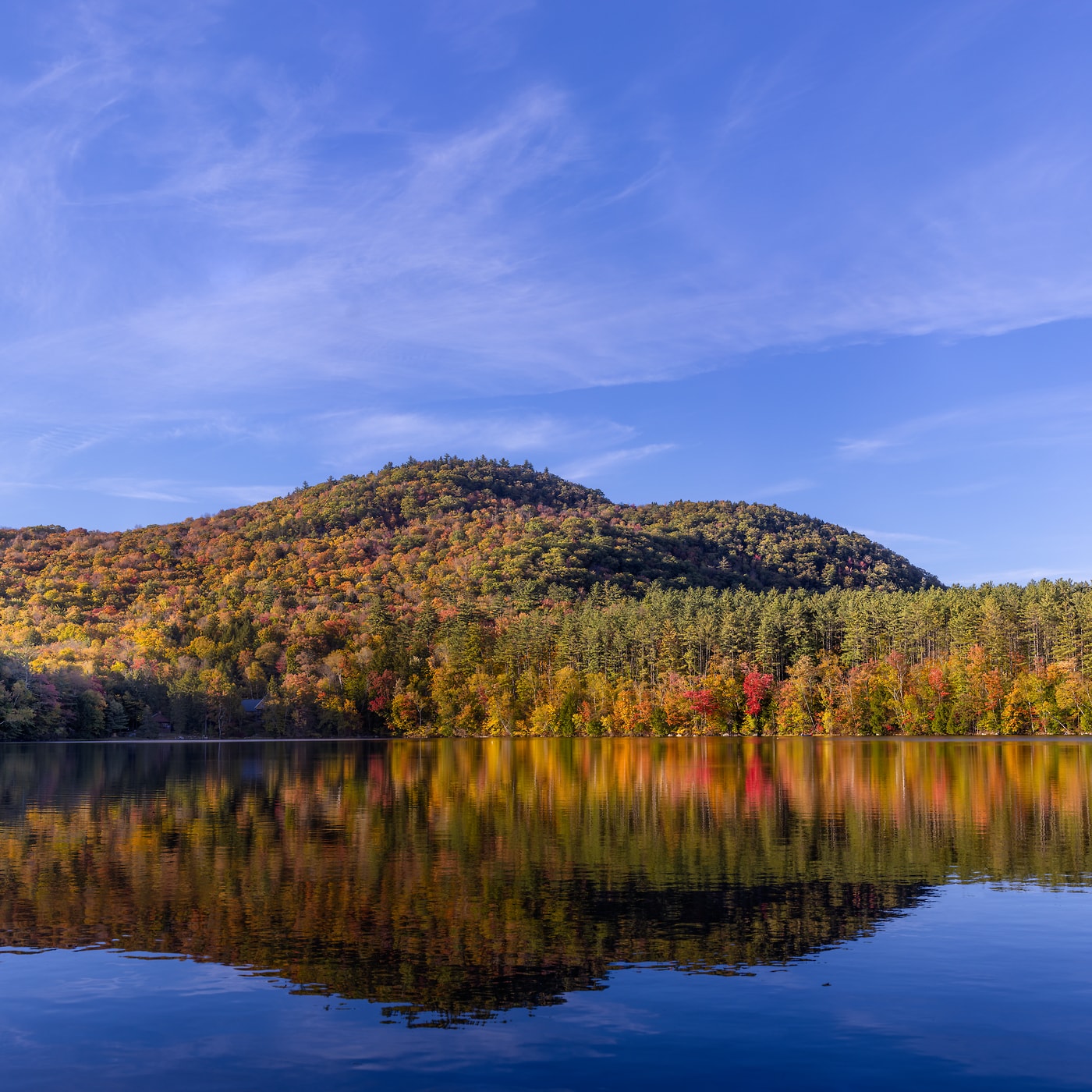 389 megapixels! A very high resolution, large-format VAST photo print of a lake during fall with colorful foliage; landscape photograph created by Chris Blake in Mirror Lake, New Hampshire.